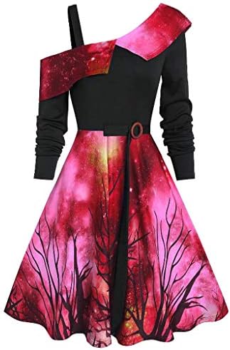 LIGESAY Jumper Dress Women,Christmas Jumpers Funny Ladies Christmas Jumper Ugly One Shoulder Jumper Dress Red Novelty Christmas Jumper Secret Santa Gifts Plus Size
