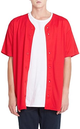 OLLIN1 PREMIUM Mens Full Button Down Mesh Short Sleeve Baseball Jersey