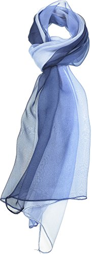 Hand By Hand Aprileo Two-Tone Silk Blend Scarf Ombre Oblong Scarf Lightweight [05 Navy](One Size)