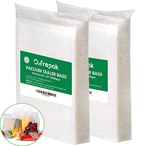 Upgrade!200 Pint Vacuum Sealer Bags 6" x 10"for Food Saver, Seal a Meal Vac Sealers, Sous Vide Vaccume Safe, Heavy Duty Commercial Grade Pre-Cut Storage Bag.