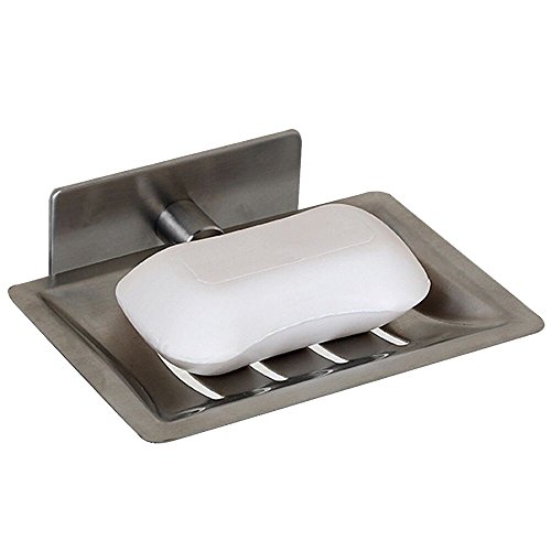 Soap Dish E-Ling Adhesive Soap Holder Brushed Soap Dish Holder for Bathroom/Kitchen /Tile /Shower Wall Mounted
