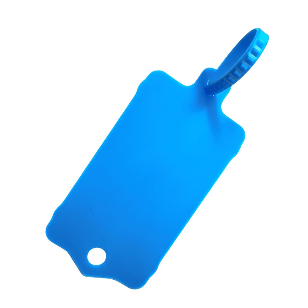 XF-Vel 100pcs Reusable Blank Plastic Tags Ties Key Tags 1.45"*2.48" Serrated Tension Sealing Strap with Large Label Plastic Tie Mark Label Waterproof Hang Sign Write on Tag (Blue, 100pcs)