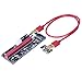 Rebbic VER009S 6-Pack PCI-E 16x to 1x Powered Riser Adapter Card w/4PIN, SATA and Graphic Card 6PIN Interface - 60cm USB 3.0 Extension Cable(GPU Riser Adapter Ethereum Mining ETH)