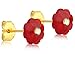 Clecceli 24K Gold Coated Stud Girls Earrings -8mm Crystal Flower -Hypoallergenic