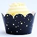 Cupcake Wrappers - Twinkle Little Star Baby Shower, Starry Night Bridal, Graduation Wish, Space Birthday Party Decorations, Reversible Neutral Wonder Gender Dessert Wraps - Prom Shine (24 Count)