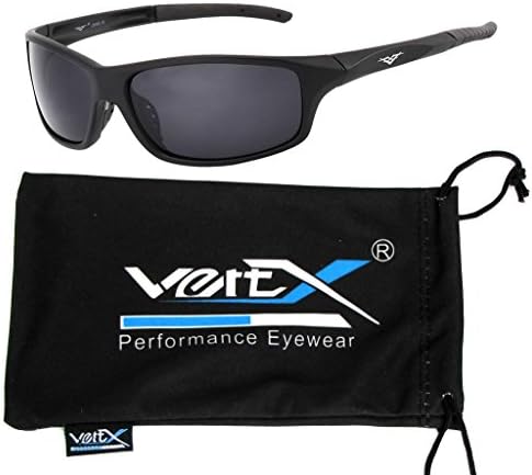 VertX Men's Polarized Sunglasses Sport Cycling Running Outdoor w/ free Microfiber Pouch - Matte Blk Smoke Lens
