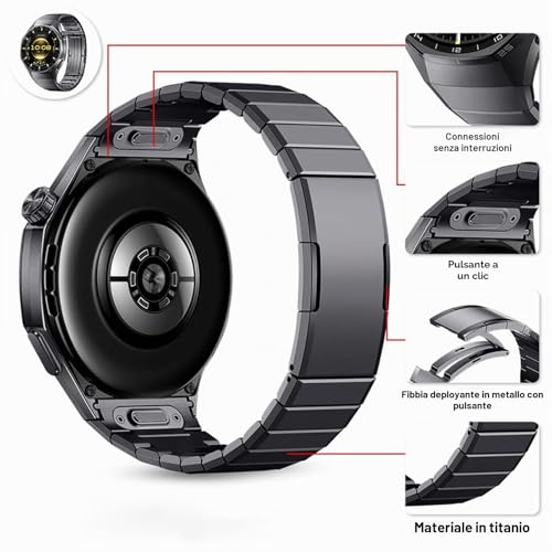 Titanium Strap for Huawei Watch GT6 Pro 46 mm, DLC Coating, Snap Buckle - Lightweight, Scratch-Resistant, Modular Design for Huawei GT6 Pro 46 mm
