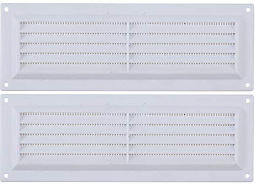 Pack of 2 x Fixed Louvre Vent with Flyscreen White 229 x 76mm (9" X 3") Single Brick Aperture - not Heating