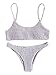 SweatyRocks Women's Sexy Bathing Suit Solid Color Halter ShirGrey Bikini Swimsuit Grey S
