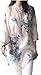 amazaramu_vivi Women's Lace Chiffon Blouse Loose Tunic Tops Pintucks Floral Print 3/4 with Sleeves (Flower Blue, Asia XL=US L)
