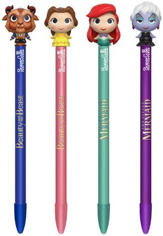Funko Collectible Pens with Topper - Disney Series 1 - SET OF 4 (Ariel, Ursula, Belle &amp; Beast)