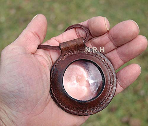 Nautical Replica Hub Magnifying Lens with Leather Holder Leather Rimmed Magnifying Glass Lens Necklace