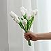 Montout 12PCS/Set PU Stunning Holland Tulip Flower Real Touch Artificial Silk Flowers Arrangement Bouquet Home Room Office Wedding Party Decor (White)