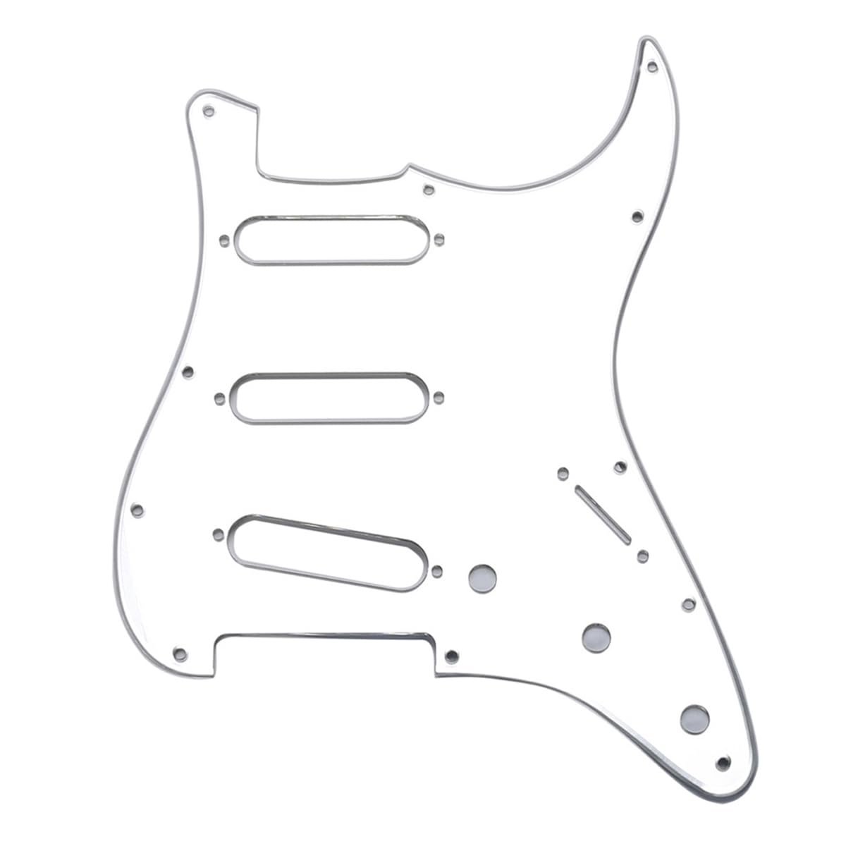 Musiclily 11 Hole SSS Strat Pickguard Scratch Plate for Fender USA/Mexican Standard Stratocaster Modern Style Electric Guitar, 1Ply Silver Mirror Acrylic โ image 1