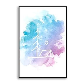 Framed Canvas Home Artwork Decoration Watercolor Canvas Wall Art for Living Room, Bedroom - 16x24 inches