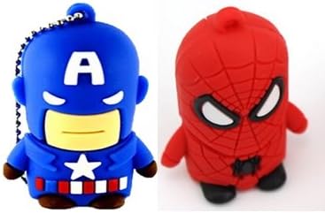 Captain America &amp; Spiderman (Set of 2) - USB Flash Drive 512MB-Total of 1GB