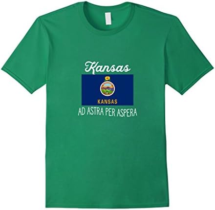 Mens Kansas Ad Astra Per Aspera State Flag Slogan Symbol T-Shirt 3XL Kelly Green