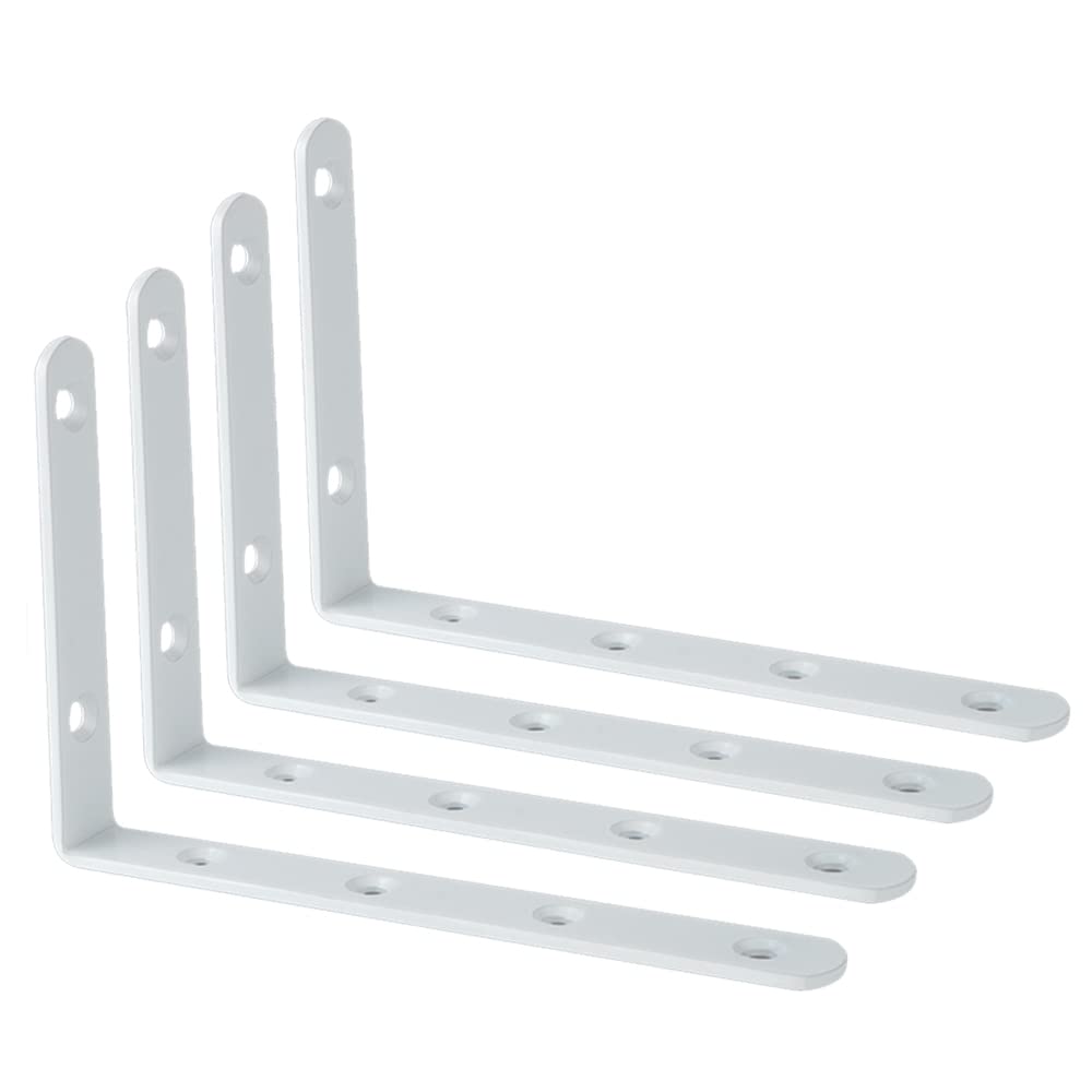 Sayayo Shelf Bracket Corner Brace Angle Bracket Shelf Support Wall Hanging 150mm*100mm, Stainless Steel White Finished, 4 Pcs, EJ6207W-4P