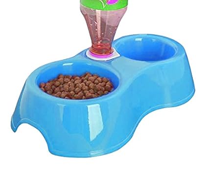 Sage Square 2 in 1 Anti Slip Food and Water Bowl for Pets (Blue)
