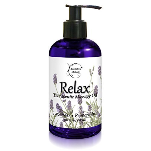 Brookethorne Naturals Relax Therapeutic Body Massage Oil, Lavender, Peppermint and Marjoram - 8.5 oz. by Brookethorne Naturals