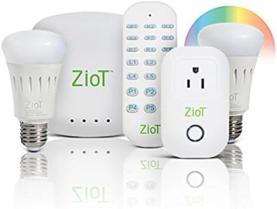 ZiOT Home Automation Starter Kit, Smart Home Includes 1 Hub, 2 LED Bulb (Dimmer & Colored), 1 Plug and 1 Keypad, Plug and Play, for unlimited users, control from anywhere.