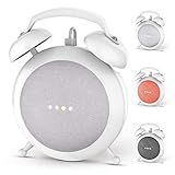 Google Home Mini Stand Holder, Retro Alarm Clock Stand Mount Base Protective Case Compatible with Google Home Mini and Nest Mini (White)
