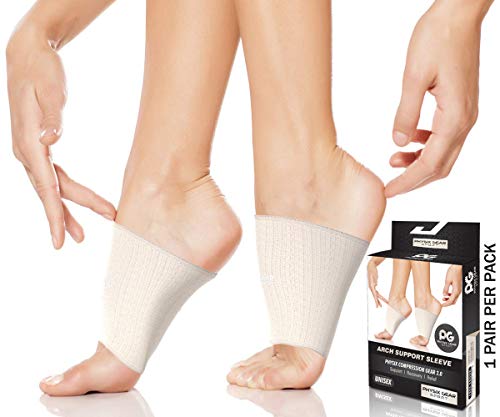 Physix Gear Arch Supports for Plantar Fasciitis – Best Foot Sleeve for Foot Arch Support & Arch Support Brace – Unisex Arch Support Sleeve – Compression Arch Sleeves, Foot Arch Supports Beige XL