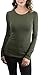 ToBeInStyle Women's Crew-Neck Staple Top with Long Sleeves - Dark Olive - S