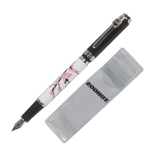 Top Sale Elegant Jinhao Chinese Plum Flower Pattern Fountain Pen with Push in Style Converter Antique Heavy Gift