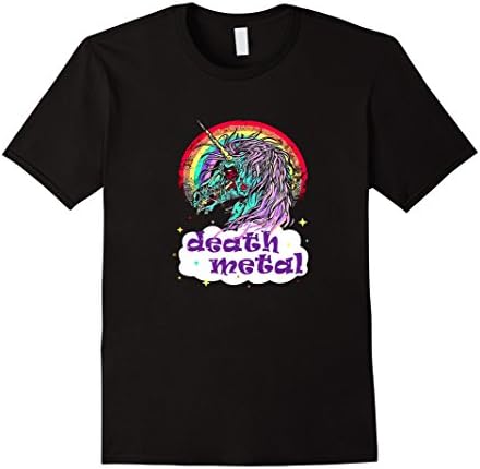 Men's Zombie Unicorn Death Metal T-Shirt Large Black