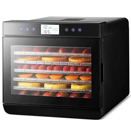 MAGIC MILL Professional Food Dehydrator, 7 Drying Racks Multi-Tier Food Preserver, Digital Control BUNDLE BONUS 2 Fruit Leather Trays, 2 Fine Mesh Sheets, (Renewed)