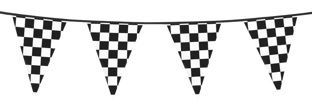 Boland Racing Black and White Chequed Bunting 6M Length Party Decoration Motor Racing Chequered Flag Kids Birthday Banner Flag Size 30cm x 20cm