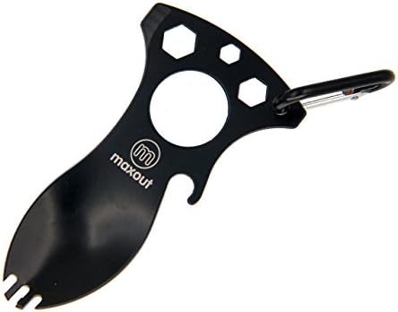 Eat'N Tool Multitool - With Bottle Opener, Metric Wrench Set, Mini Pry Tool, Tactical Spork - For Camping, Hiking And Picnic - Made Of Black Oxide - By MAXOUT