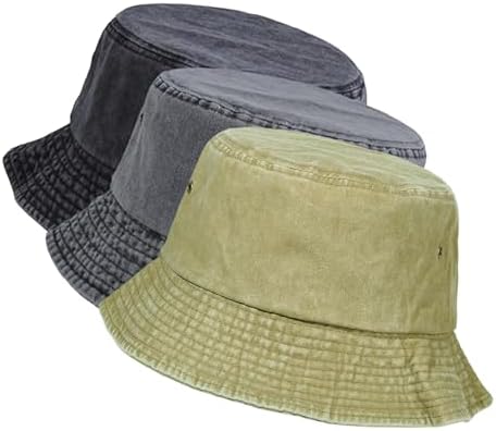 3Pcs Washed Cotton Bucket Hats for Women and Men,Fishing Hat  display picture 3