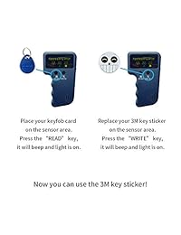 Lector RFID Willshin 2019 RFID 125 khz Duplicador de tarjetas RFID de mano para RFID Lock puerta de bloqueo de tarjeta adhesivo clave incluyendo la más popular 3M pegatina 2 piezas, RFID tarjeta 5 piezas, RFID llave Fob 5 piezas