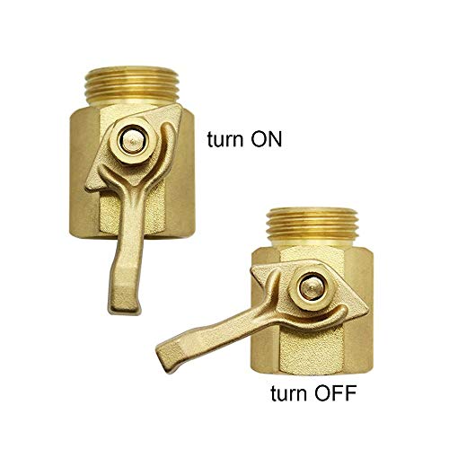 2 Pcs Garden Hose Brass Shut Off Valve, 3/4'' Thread Heavy Duty Water Hose Connector Shutoff Ball Valve Faucet Hose Adapter
