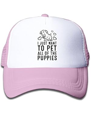 I Just Want To Pet All Of The Puppies Mesh Hat Trucker Style Outdoor Sports Baseball Cap With Adjustable Snapback...