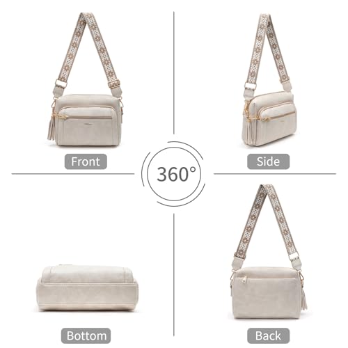 HILAEX Women's Anti-Theft Crossbody Bags with 4 Compartments, PU Leather with Adjustable and Wide Removable Strap