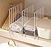 Xabitat Vertical Closet Wood Shelf Dividers 2.0 - New and Improved Clothing Organizer with Easy Clamping - Powder Coated Steel Wire Metal Wardrobe Separators - Set of 4 - White (Black, 4)
