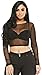 MESMER Long Sleeve Power Mesh Crop Top, Black M