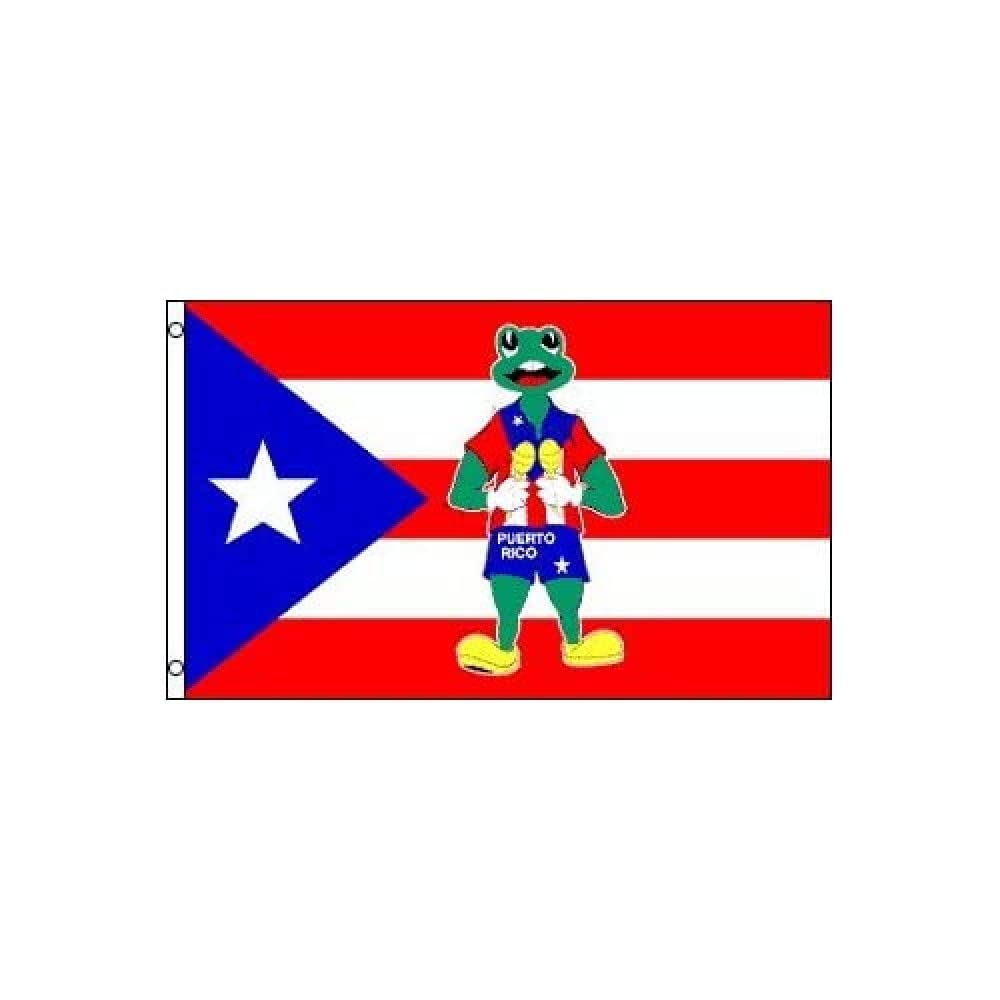 AZ FLAG - Puerto Rico Frog Flag - 3x5 Ft - 100D Polyester Puerto Rican - Porto Rico Banner with Two Metal Grommets - Fade Resistant - Vivid Colors - 3' x 5' Feet - 150x90 Cm