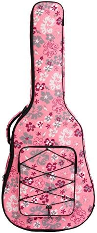 Newsland 40/41 Inch Fashion Folk Acoustic Guitar Bag Canvas Guitar Backpack Carrying Case 40/41 inch pink flowers