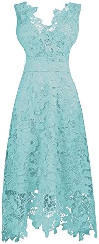 MaliaDress Women Vintage Floral Lace Swing Prom Dress M244LF Turquoise US4