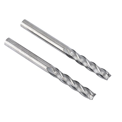 HQMaster 1/8"(3.175mm) Shank Dia. End Mill 4 Flutes CNC Cutter Spiral Router Bits Cutting Milling Set Tool Tungsten Steel Upcut Bit 17mm Flute Length, 38.5mm OAL, 10 Pack