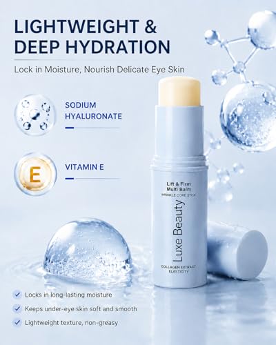 Luxe Beauty Korean Under Eye Balm, 3-in-1 Lift & Firm Multi Stick with Collagen Hydrating, Smoothing, Refreshing Eye Care for Dark Circles, Puffiness & Fine Lines (1PCS)