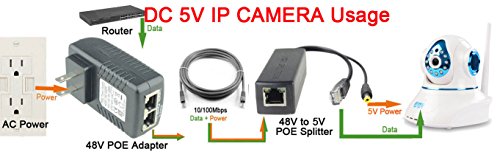 DSLRKIT Active PoE Splitter Power Over Ethernet 48V to 5V 2.5A Compliant IEEE802.3af