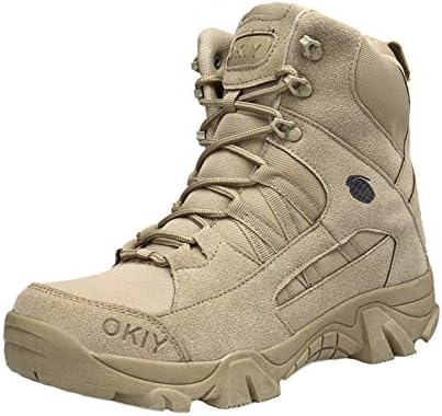 Men Military Army Tactical Outdoor Sports Camping Hiking Work Combat Lace Up Breathable High Top Side Zipper Desert Leather Shoes Boots