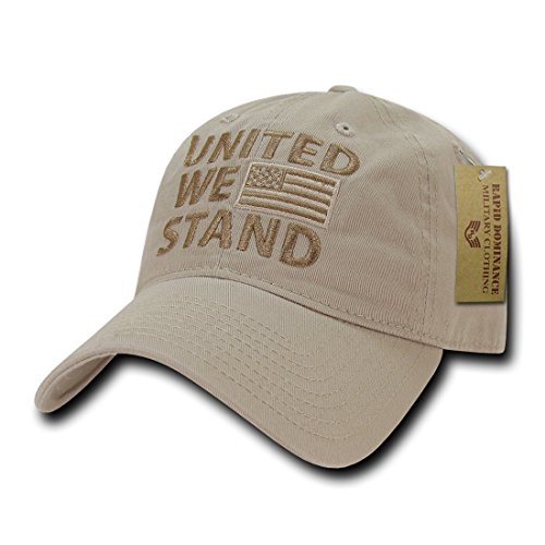 RapDom Polo Style American Pride Flag Baseball Caps United We Stand Khaki