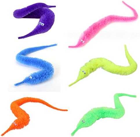 Ebeauty Magic Vivid Wiggly Twisty Fuzzy Worm Colorful Worm Plush Toys for Carnival Party Favors 6Pcs