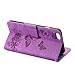 iPhone 6S Funda, iPhone 6S Funda de piel, arsue PU Flip Folio Funda tipo portafolios con ranuras para tarjetas de Flores y mariposas con función atril para iPhone 6/6S, Purple/Bling